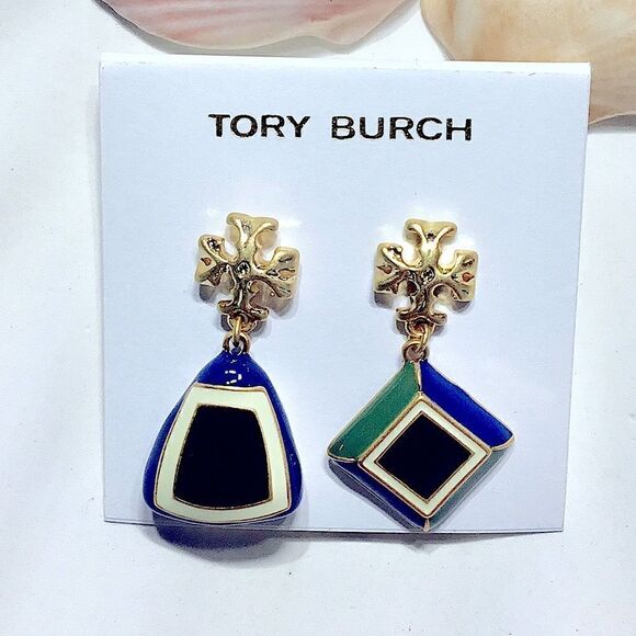 TORY BURCH KIRA MISMATCHED ENAMEL AND 18K GOLD PLATED - Picture 3 of 3